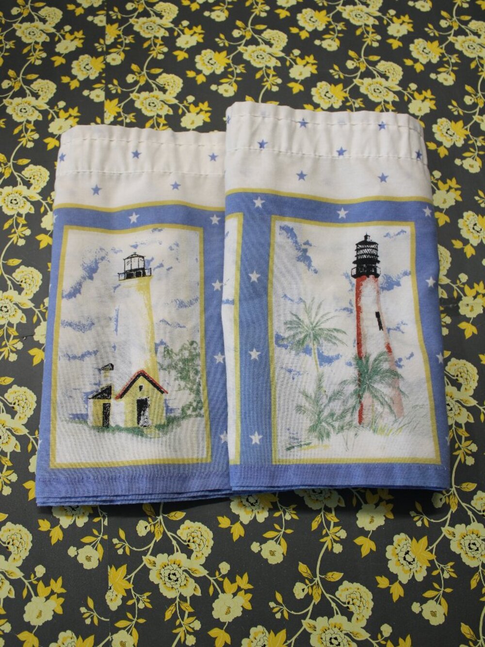 Lighthouse Kitchen Valance Curtains Nautical Coastal 56x13